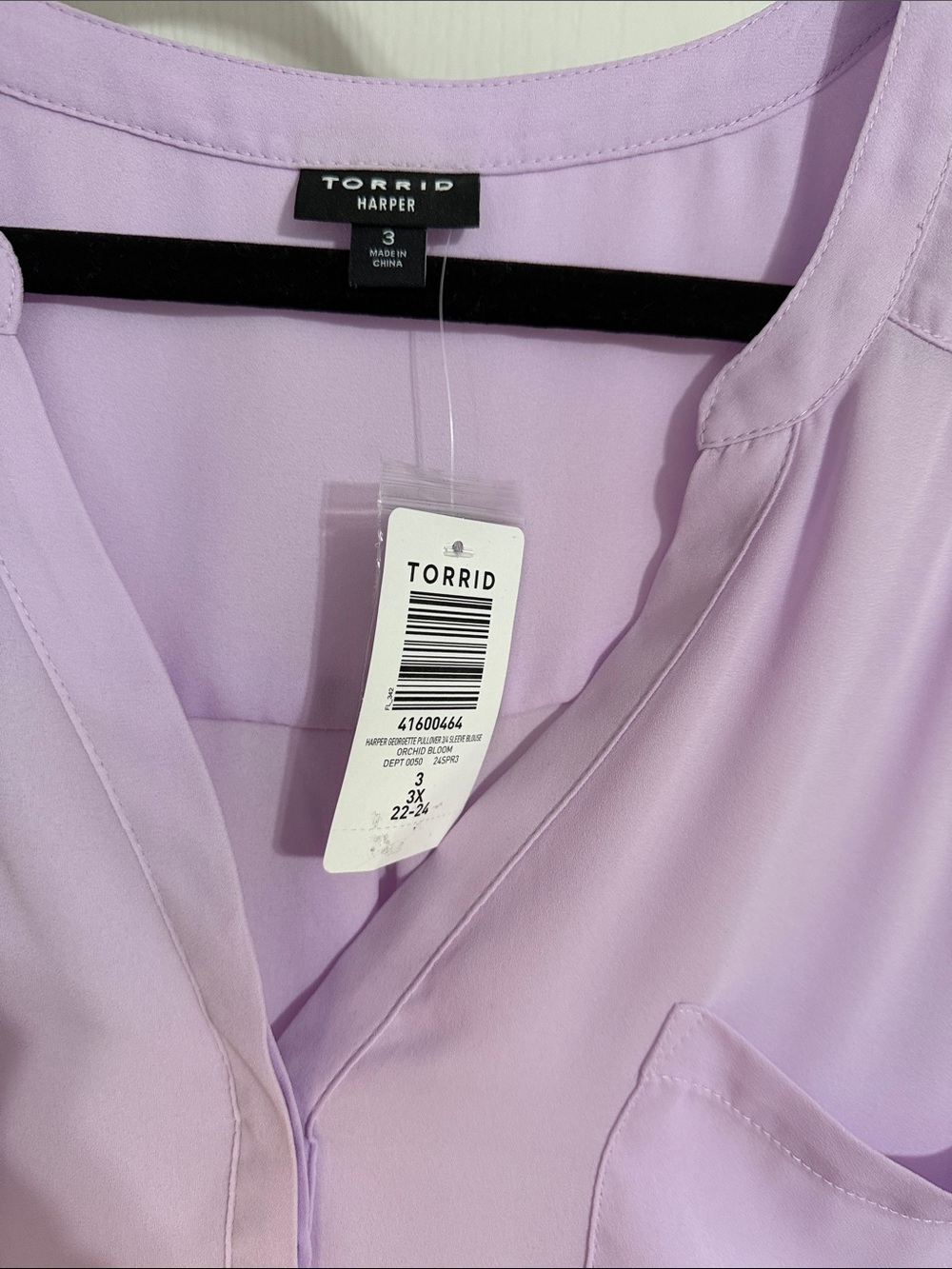 torrid Lavender Split V-Neck Blouse with Chest Pockets Harper - Picture 2 of 6